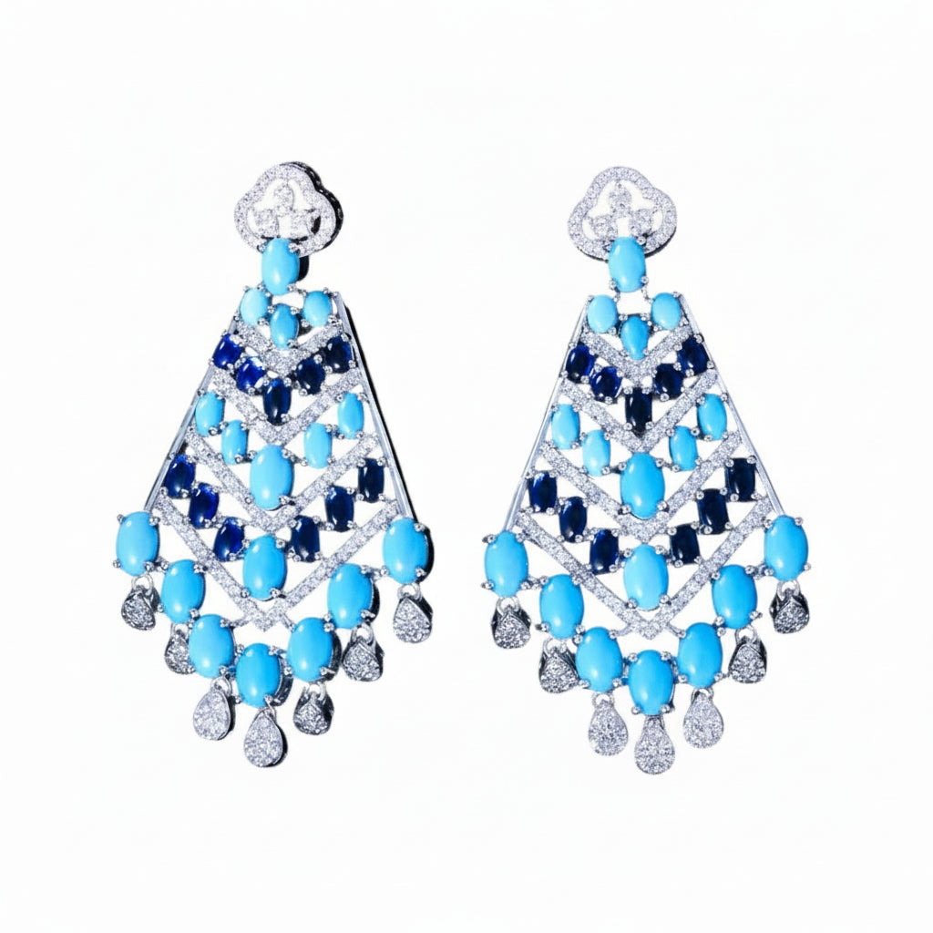 Ali & Eve Ciel de Minuit Chandelier Earrings on White