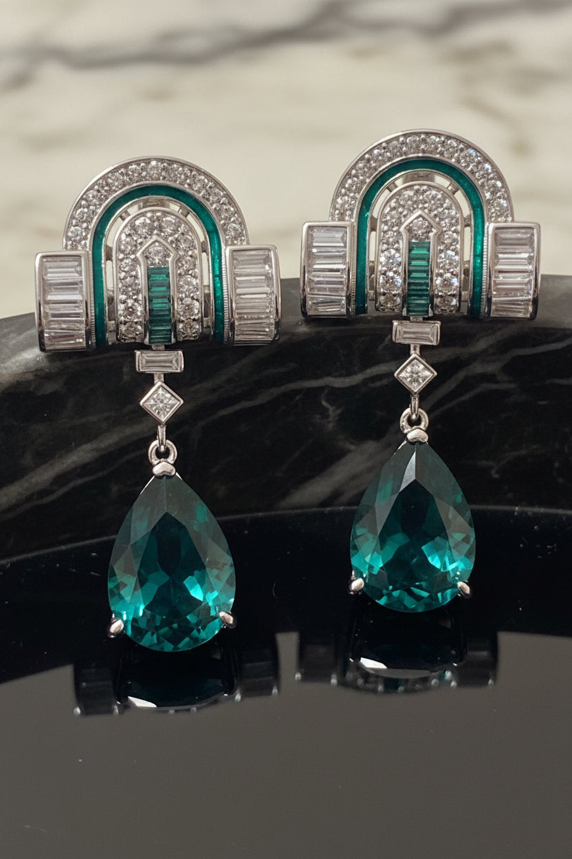 Art Deco Emerald Drop Earrings