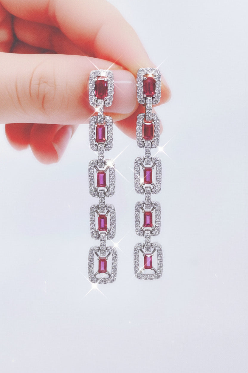 Ruby Chain Link Earrings