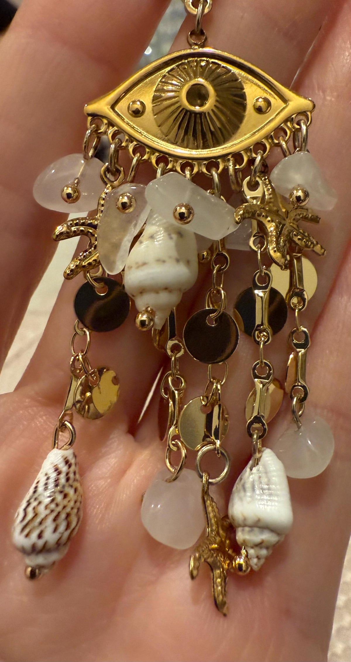 18K Gold Boho Sea Shell Statement Earrings