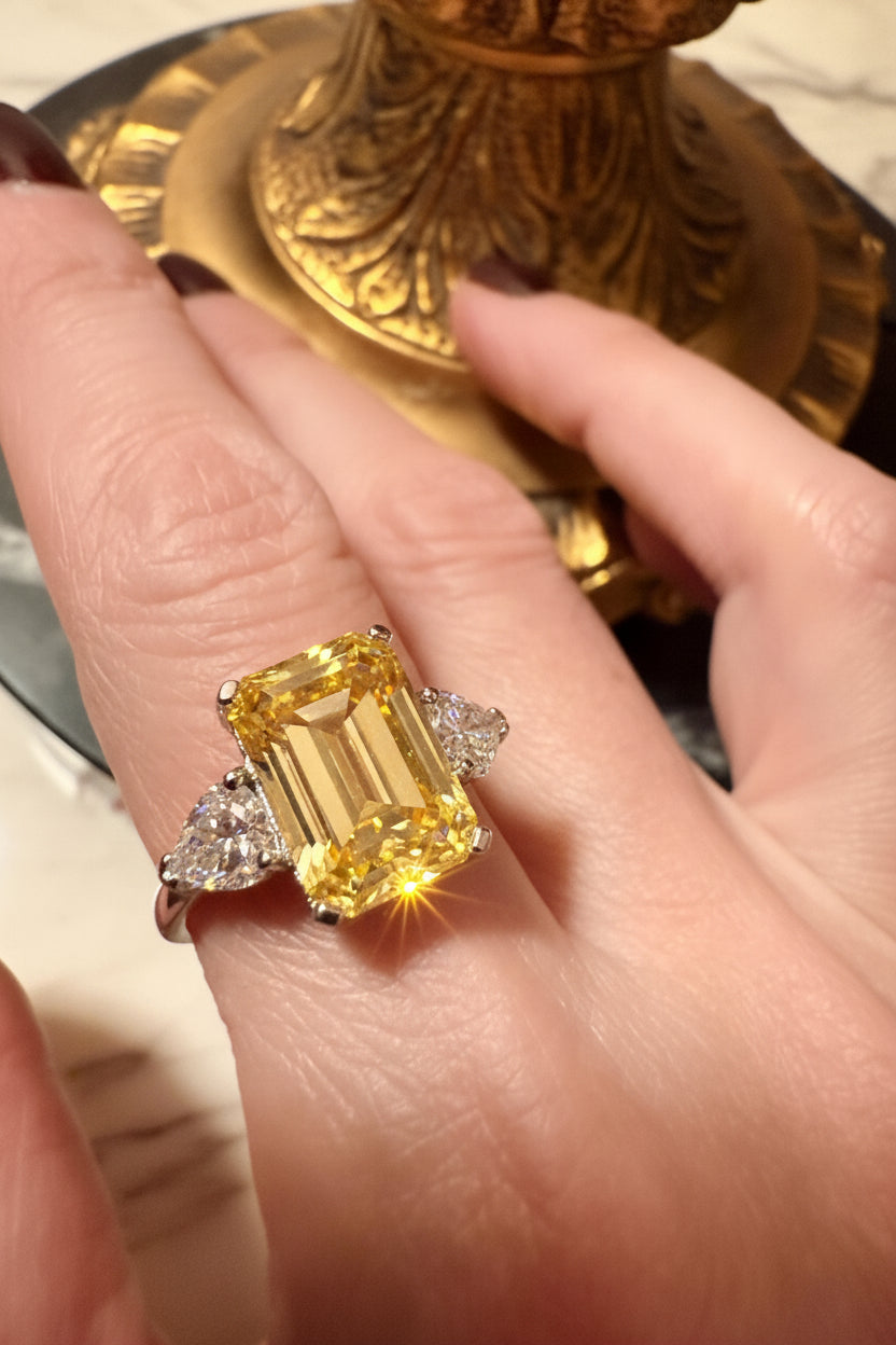 5 CT Emerald Cut Canary Ring