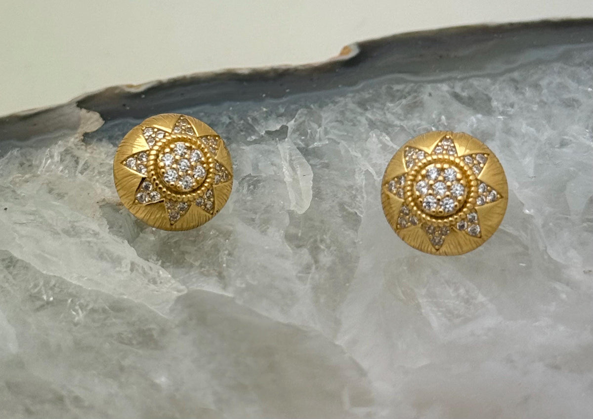 18k Hand-Brushed Italian Gold Earrings