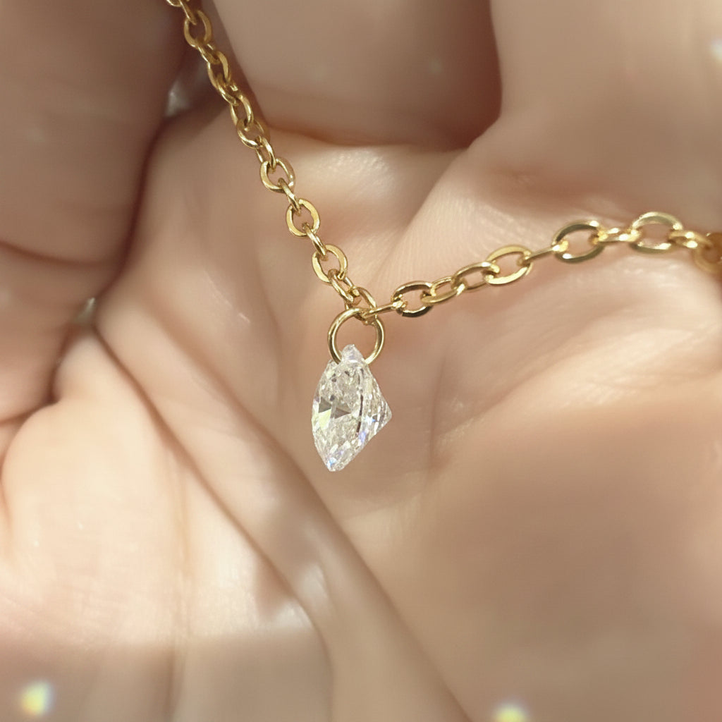 14K Floating Sparkle Necklace