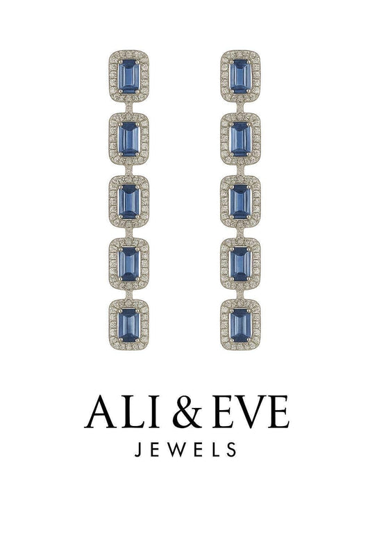 Sapphire Chain Link Earrings
