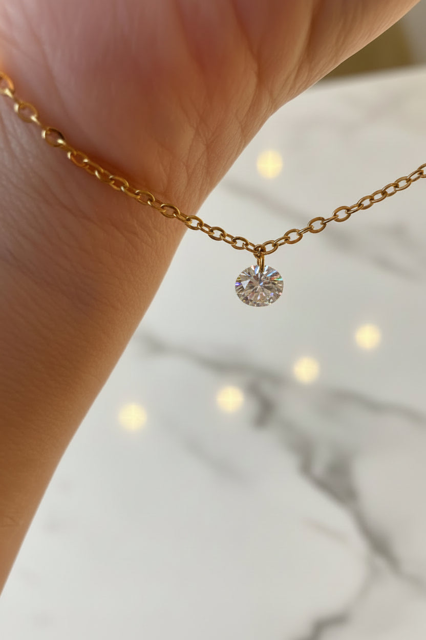14K Floating Sparkle Necklace