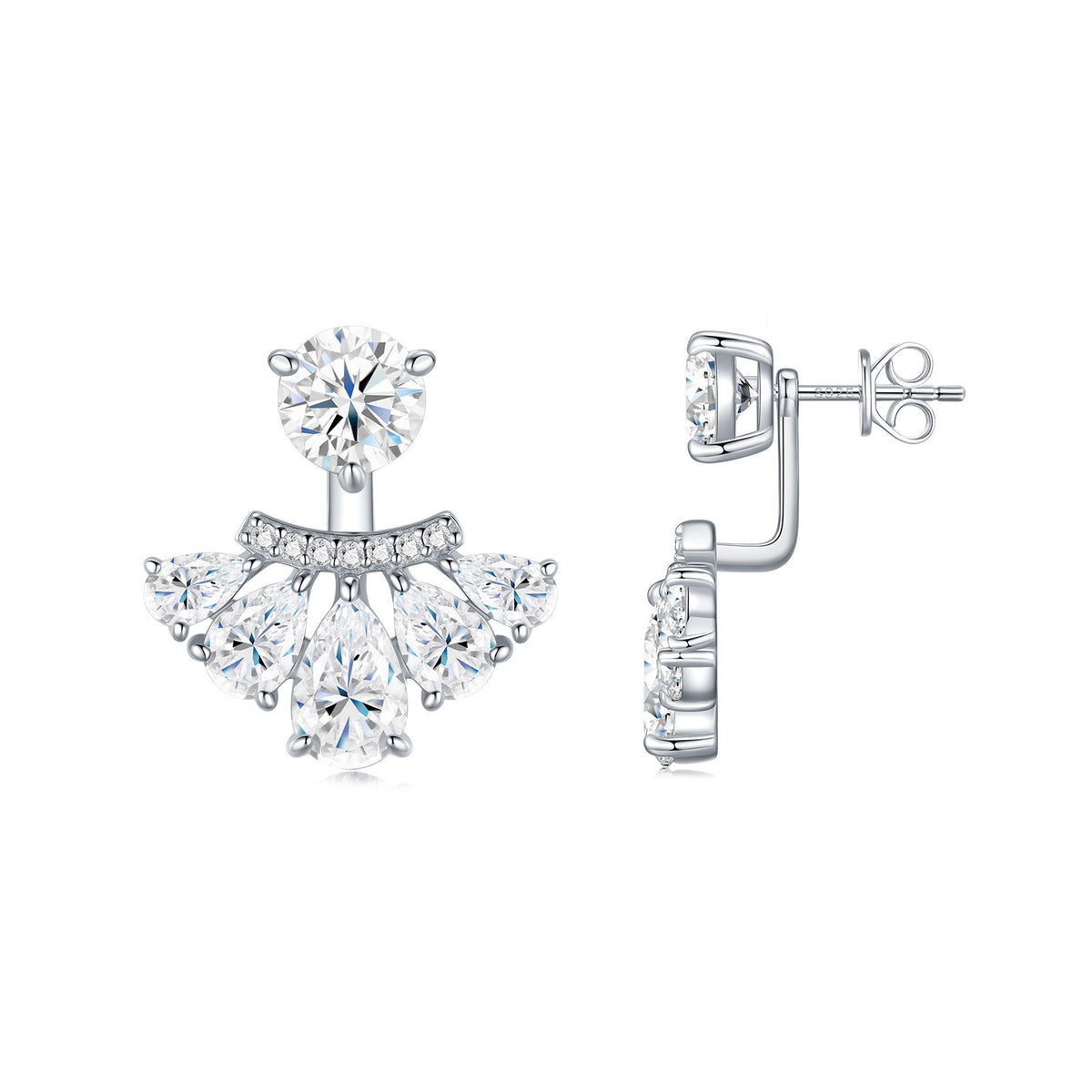 Moissanite Cluster Drop Earrings