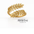 Gold leaf-shaped ring with &