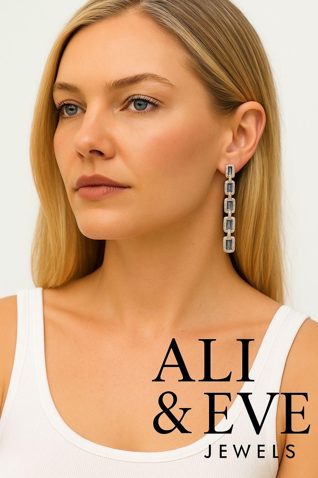Sapphire Chain Link Earrings