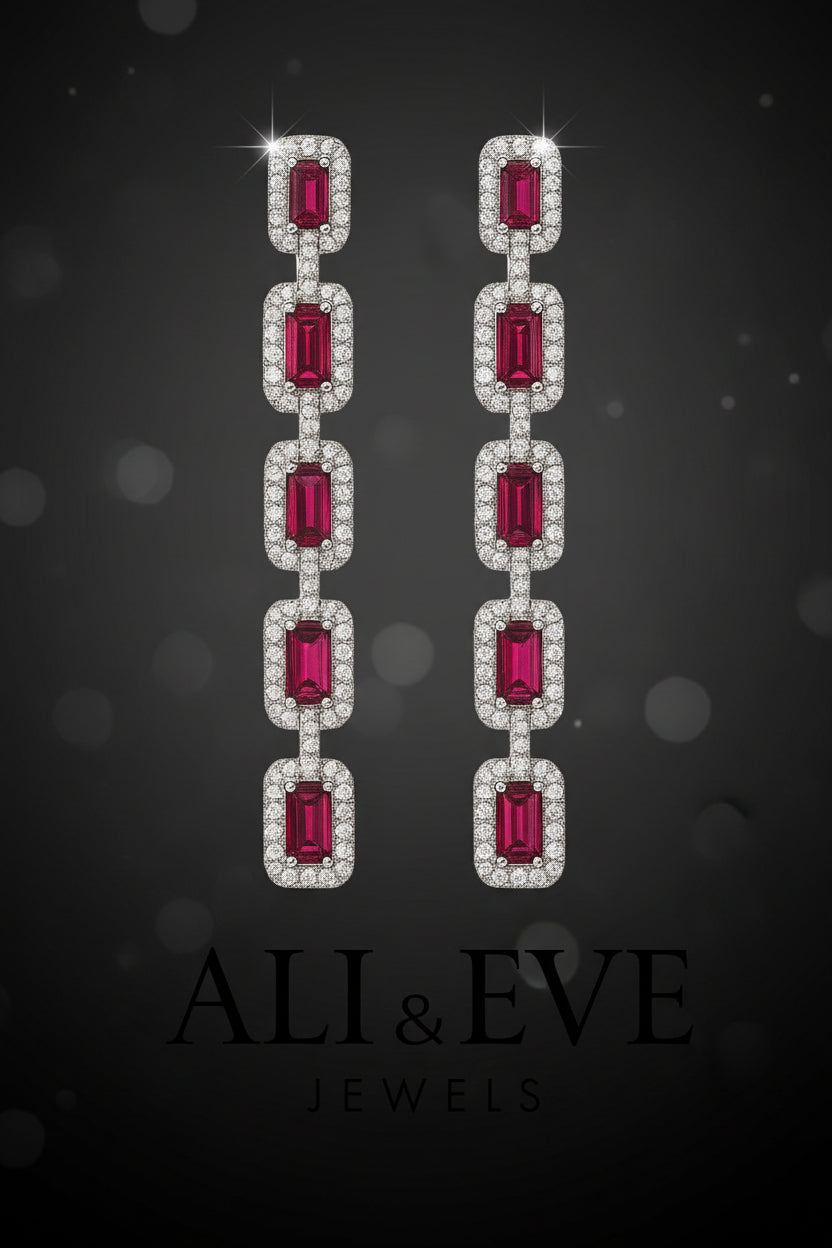 Ruby Chain Link Earrings