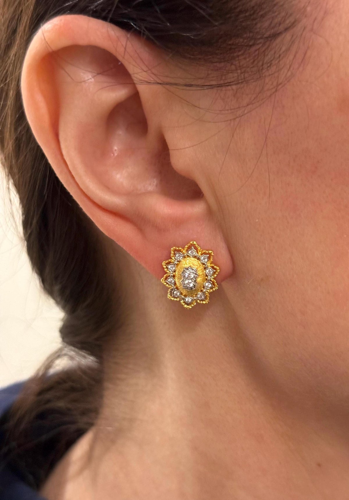 14k Hand-Brushed Filigree Sole Regale Earrings