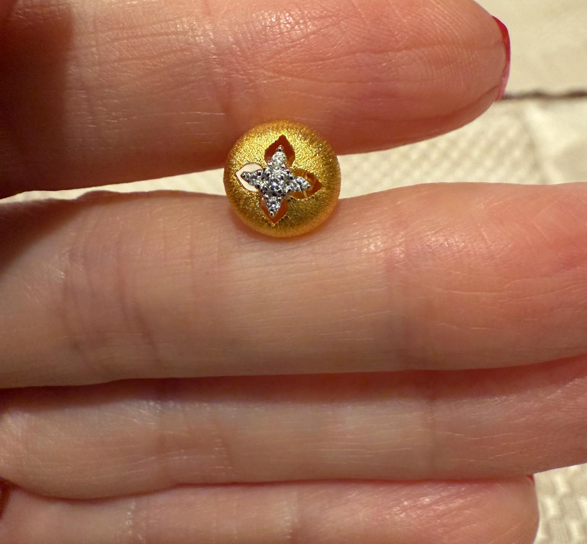 14k Hand-Brushed Gold Earring
