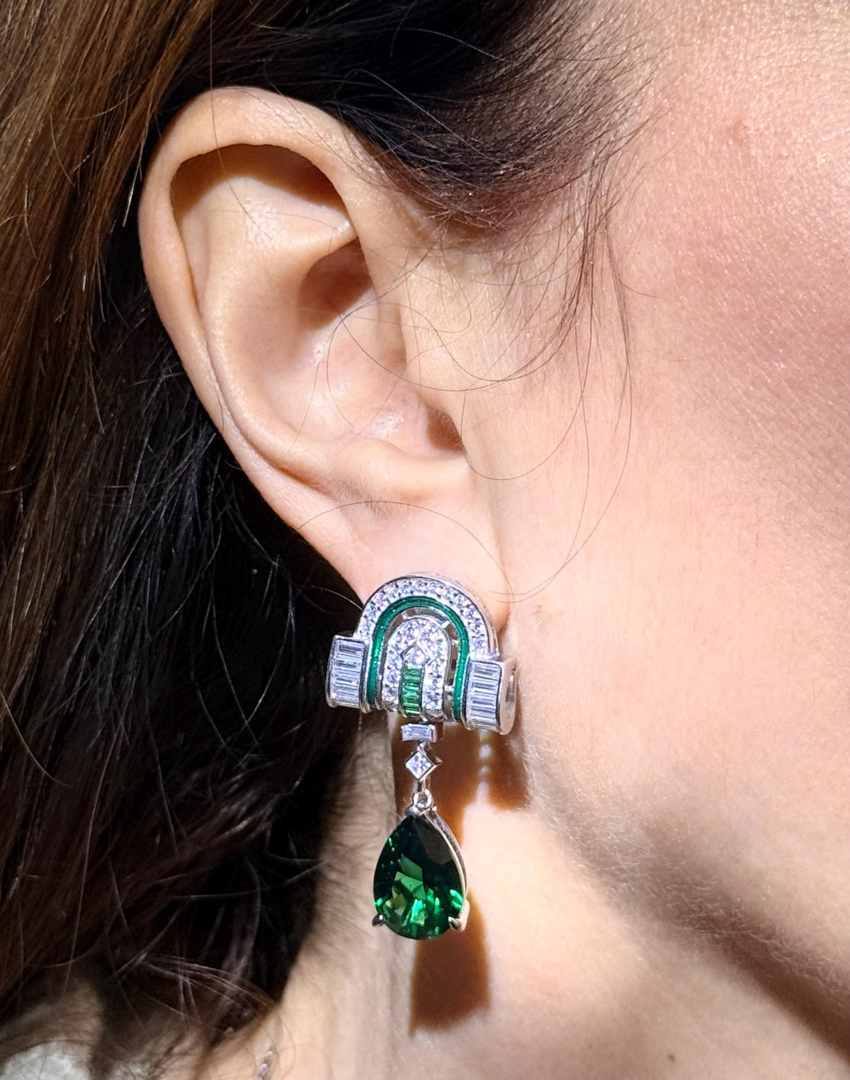 Art Deco Emerald Drop Earrings