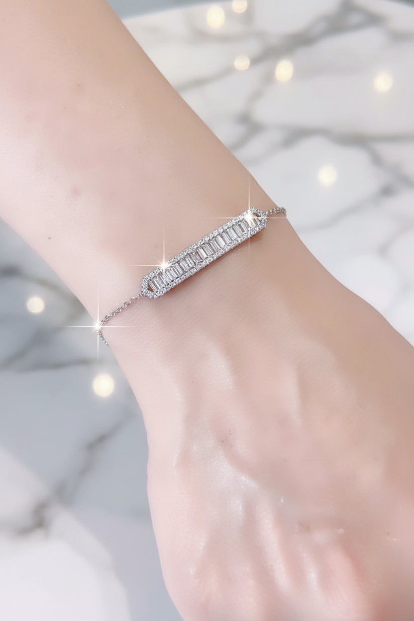 Sterling Silver Baguette Bar Bracelet
