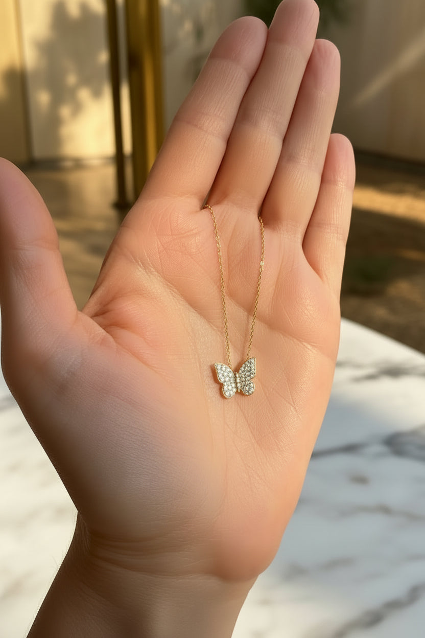 Diamond Flutter Butterfly Necklace