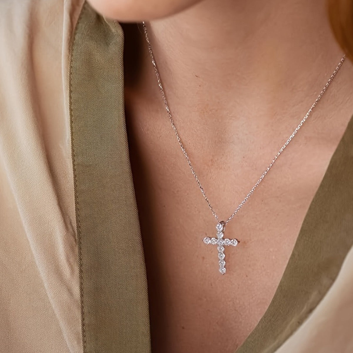 Moissanite Cross Necklace