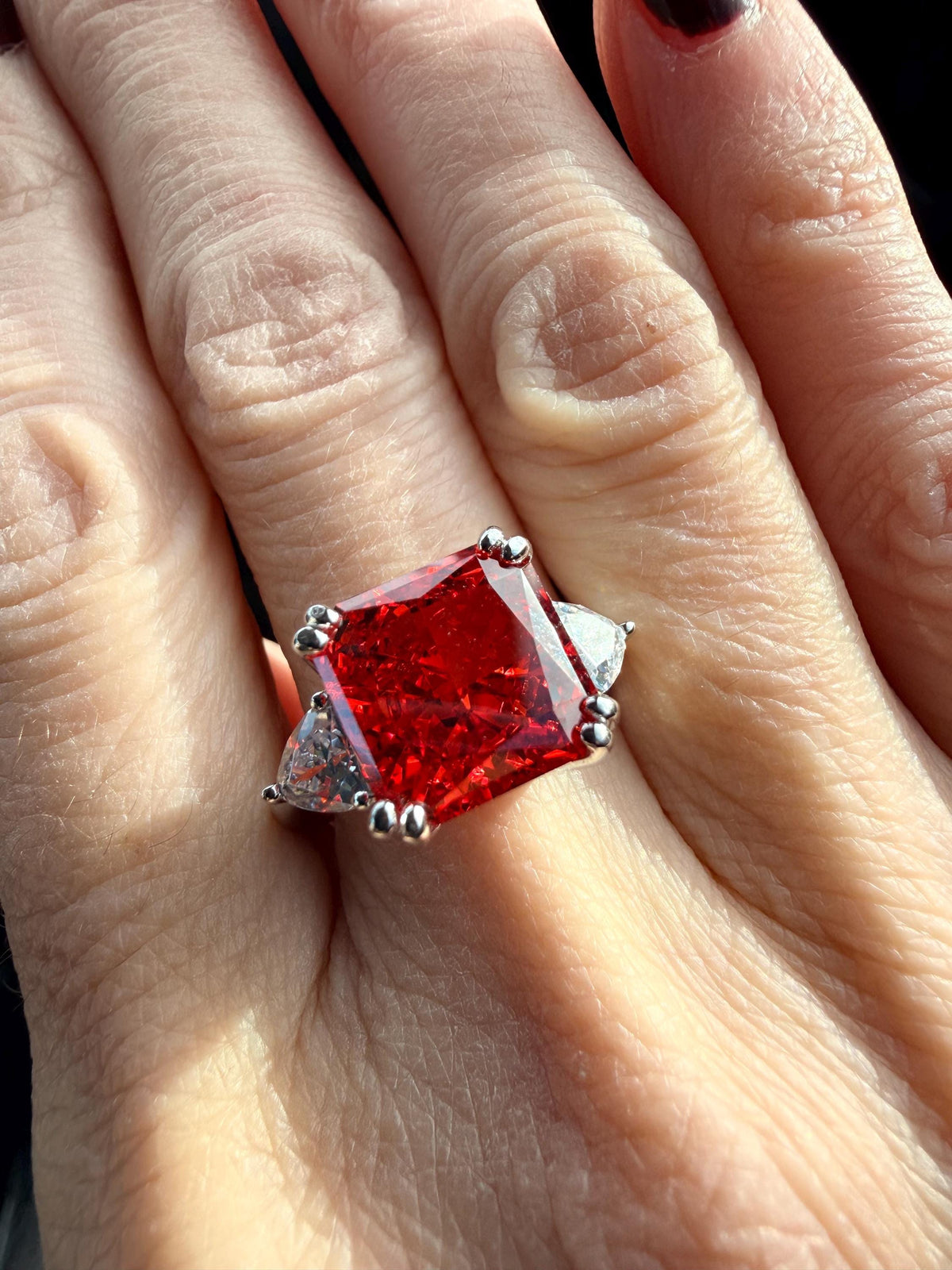 5 CT Square Simulated Diamond Ring