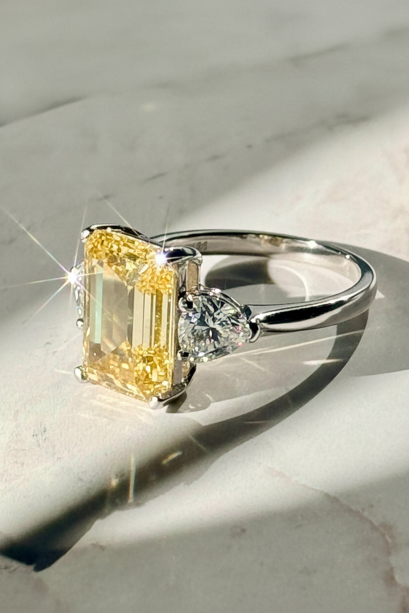 5 CT Emerald Cut Canary Ring