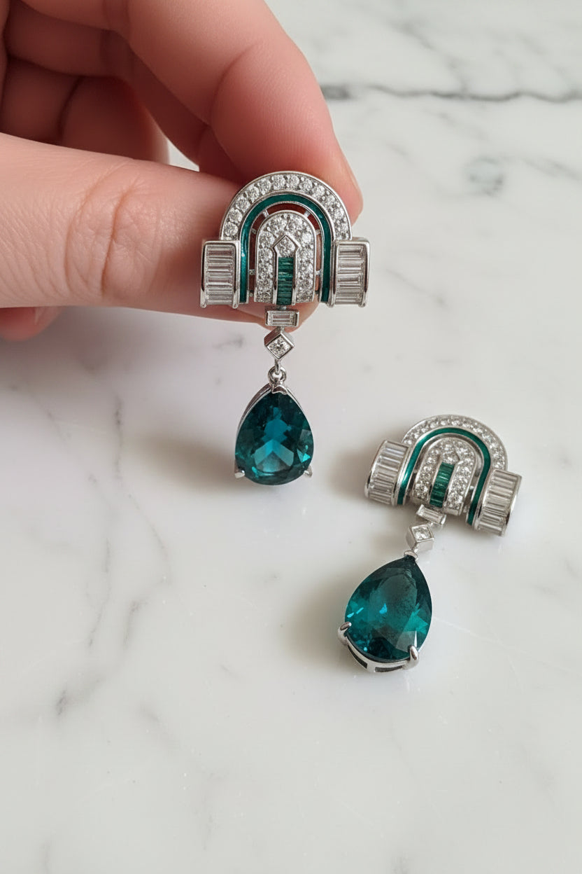 Art Deco Emerald Drop Earrings