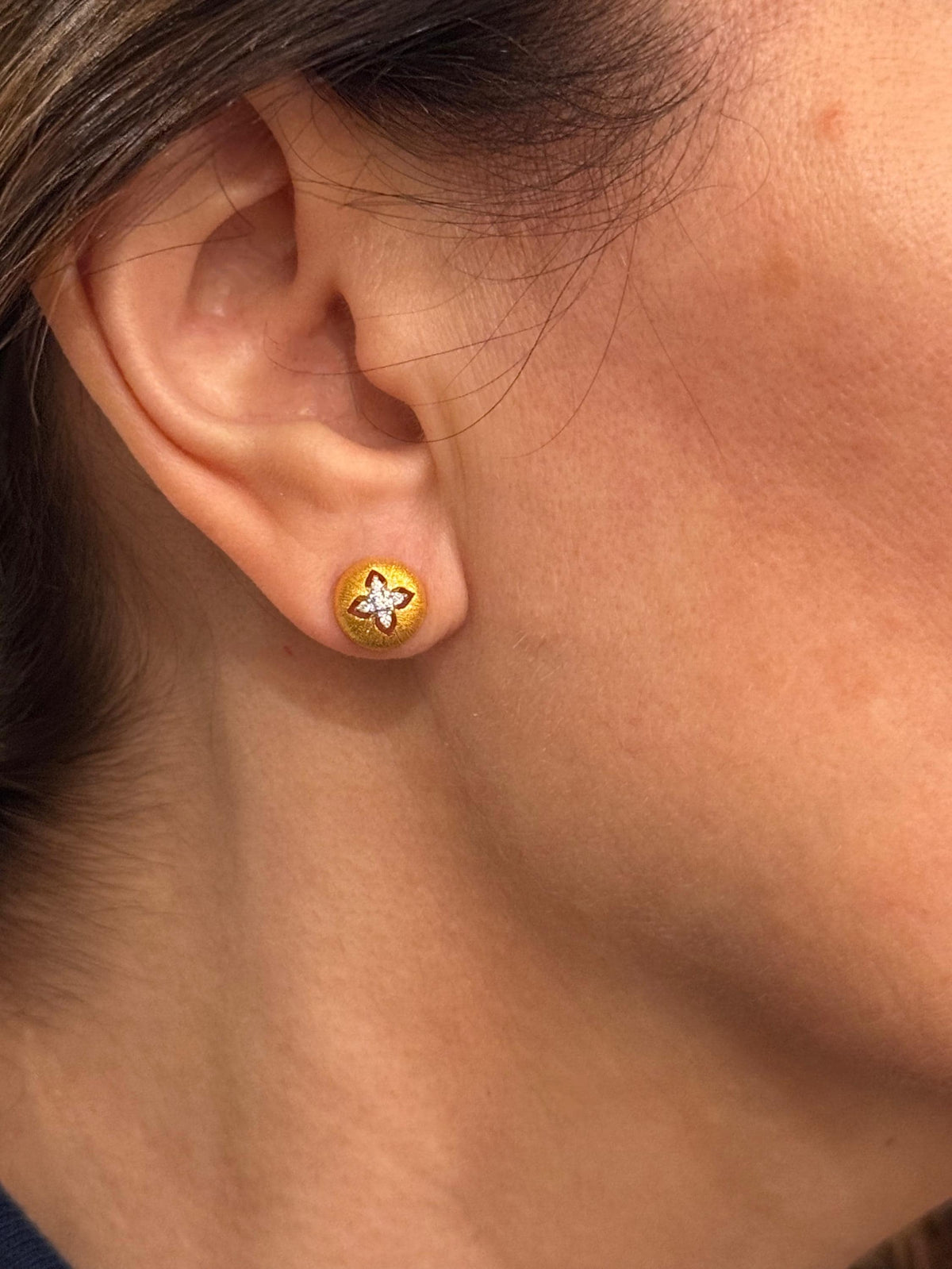 14k Hand-Brushed Gold Earring