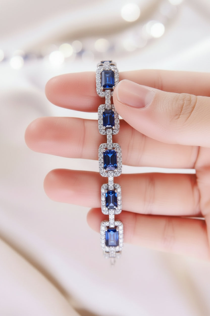 Sapphire Chain Link Earrings