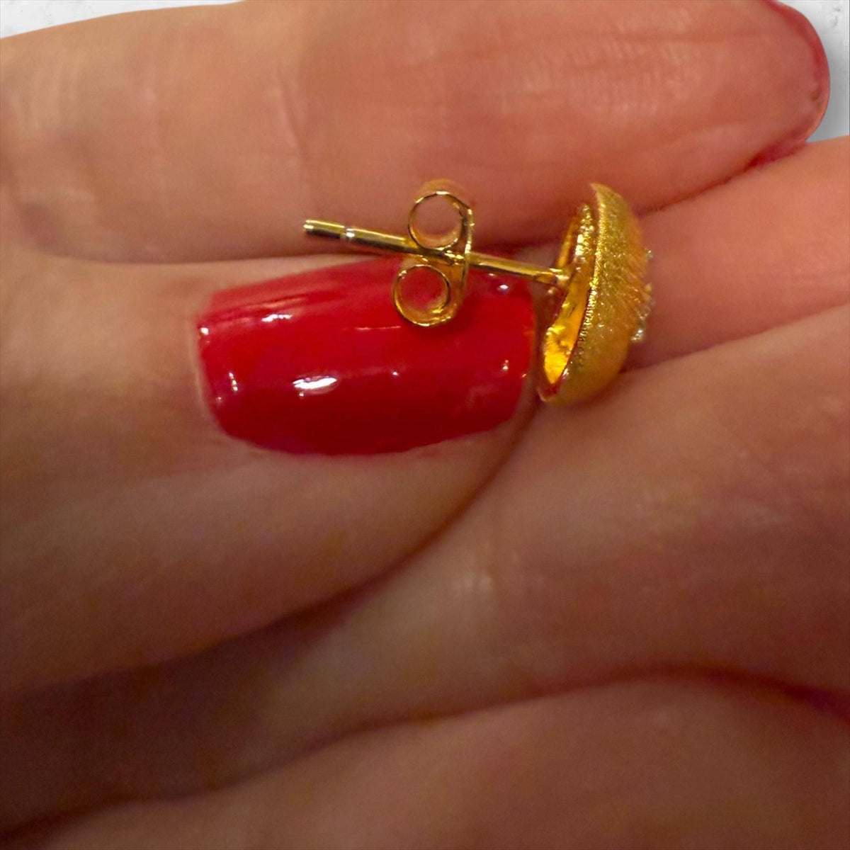 14k Hand-Brushed Gold Earring