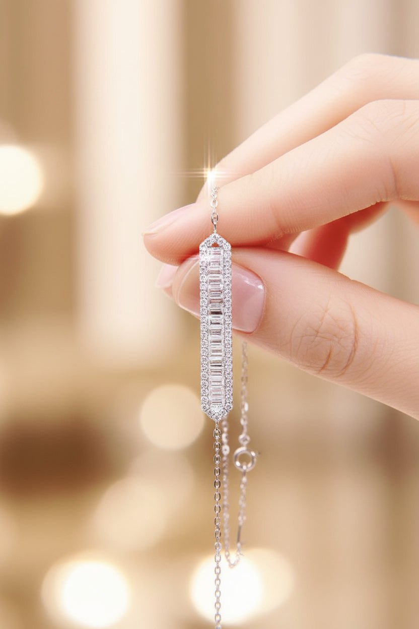 Sterling Silver Baguette Bar Bracelet