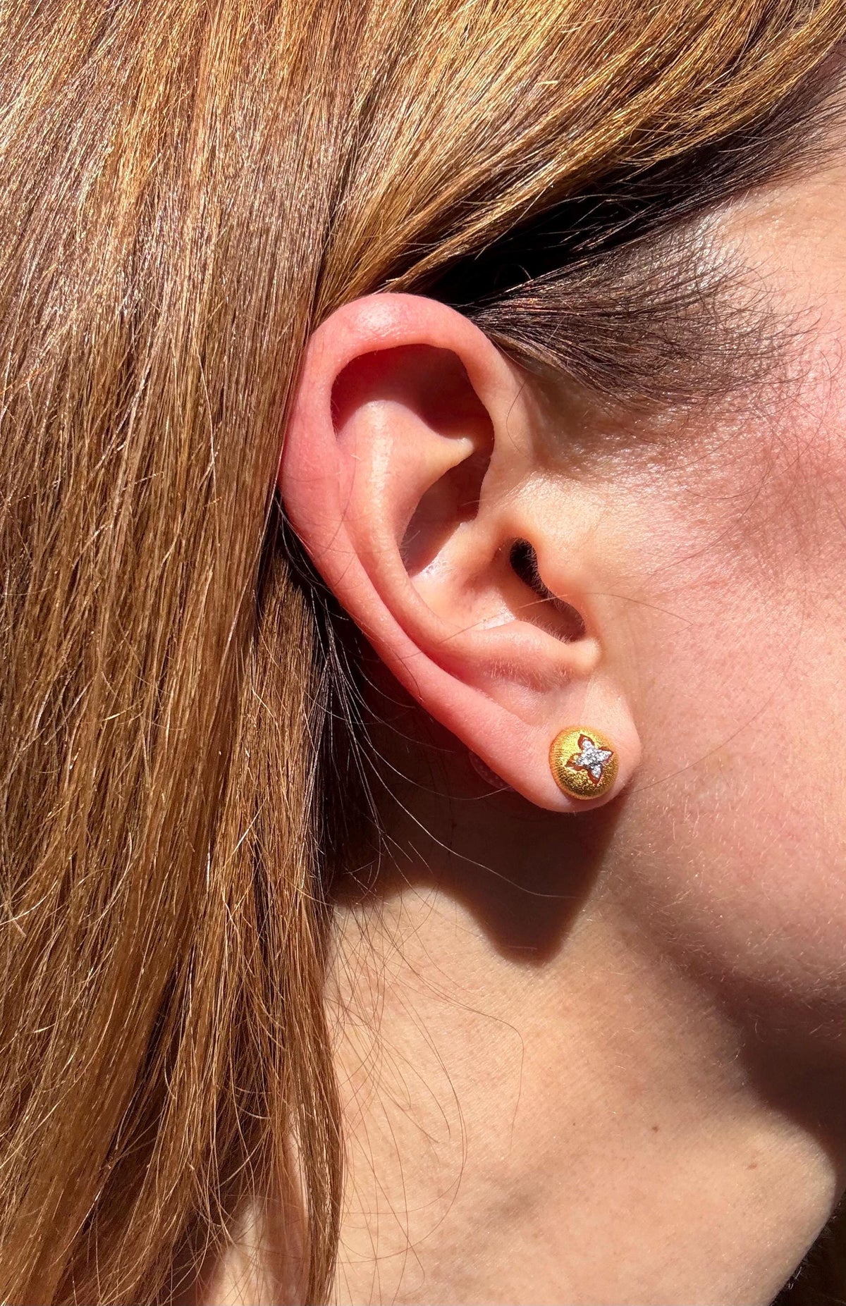 14k Hand-Brushed Gold Earring