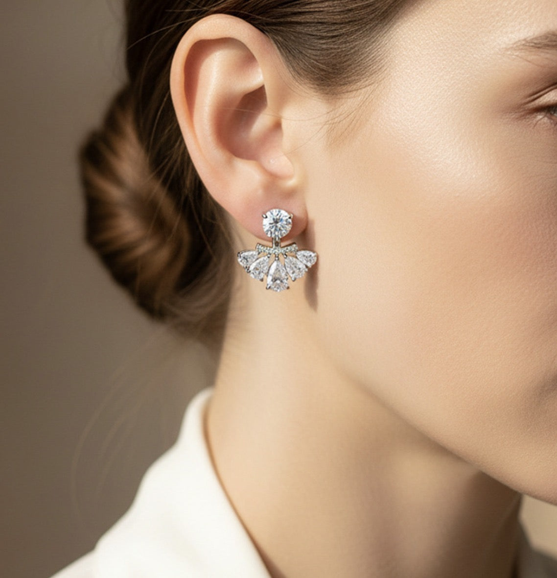 Moissanite Cluster Drop Earrings