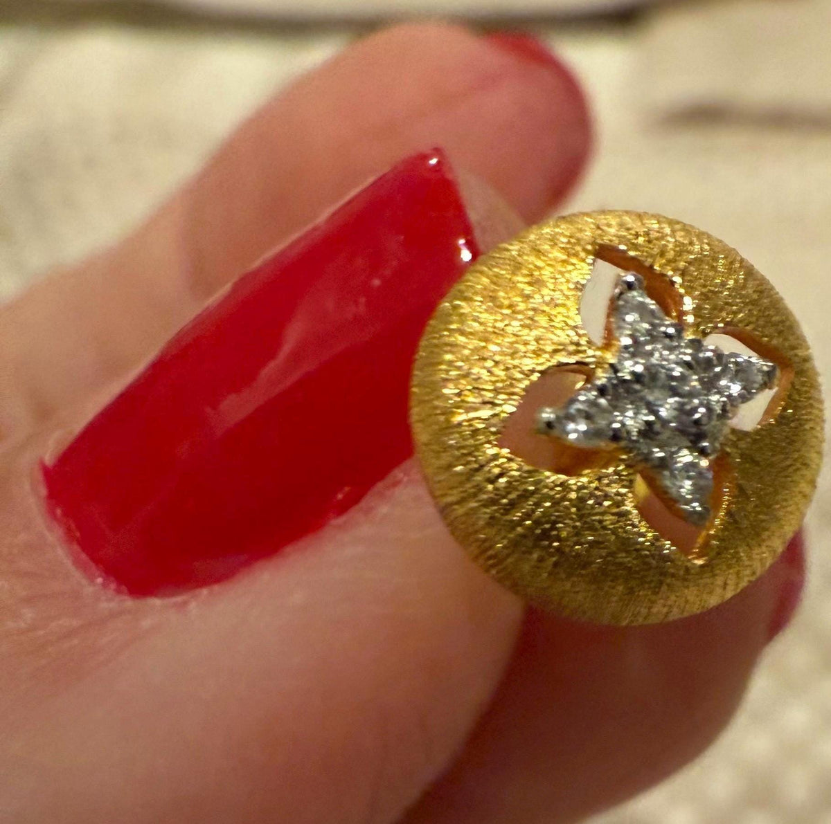 14k Hand-Brushed Gold Earring