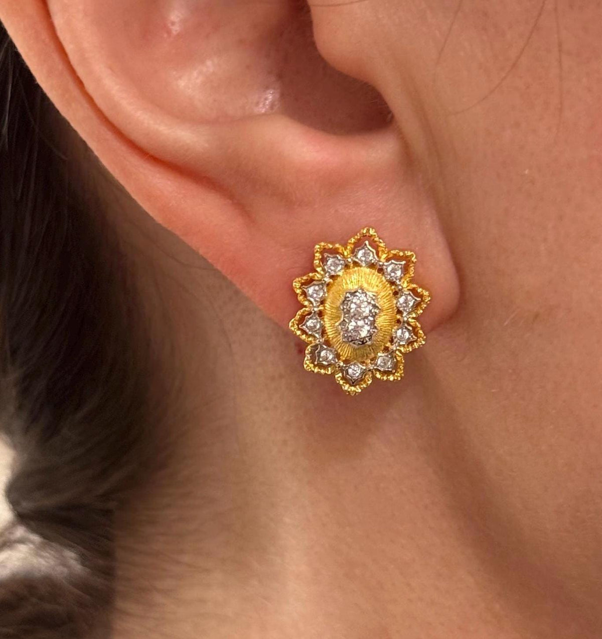 14k Hand-Brushed Filigree Sole Regale Earrings