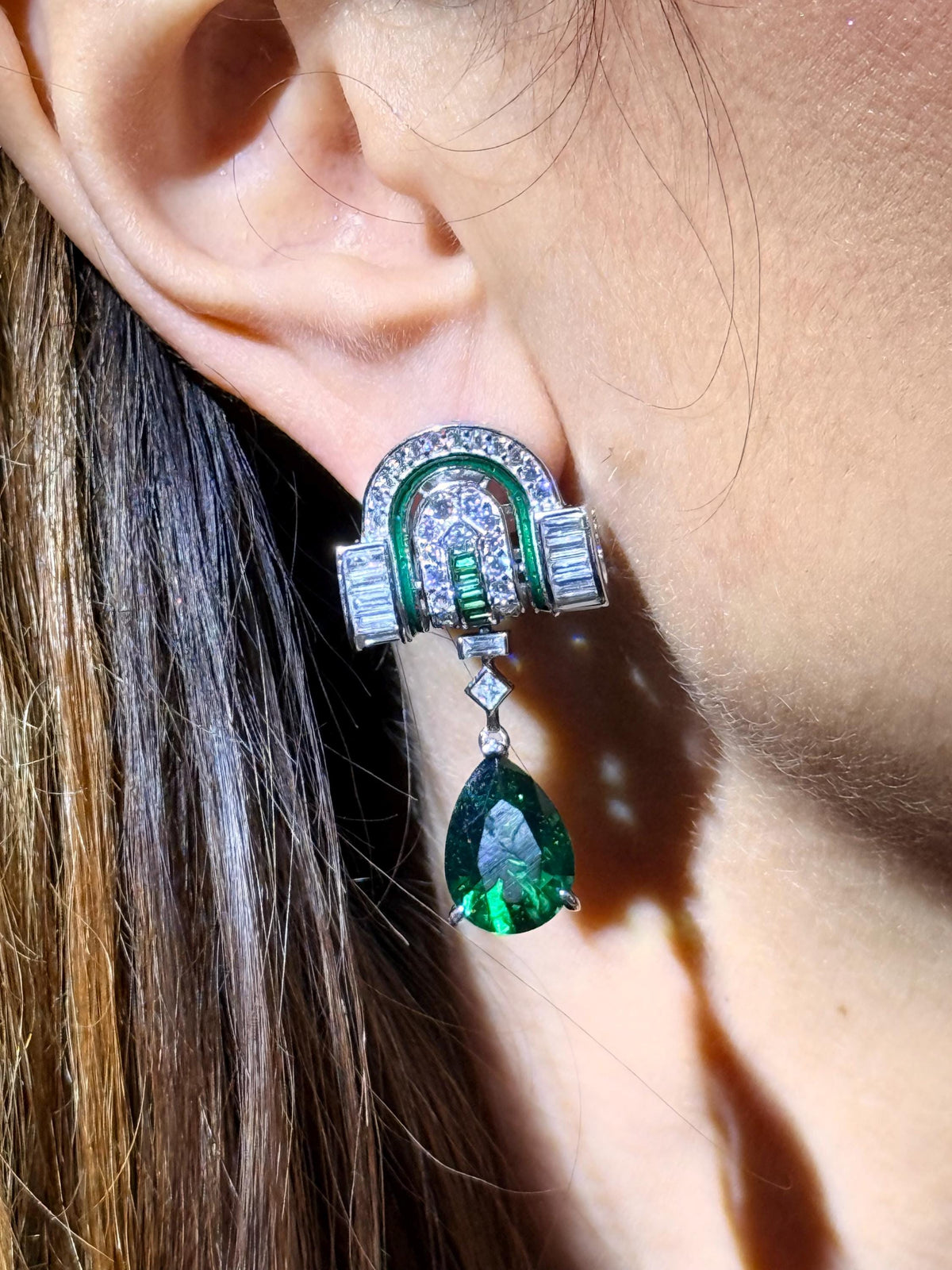 Art Deco Emerald Drop Earrings