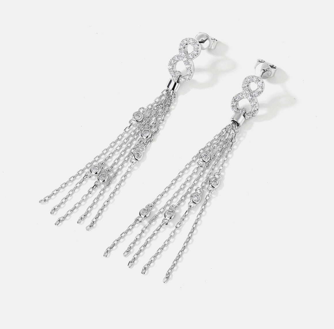 Infinity Chain Tassel Earrings