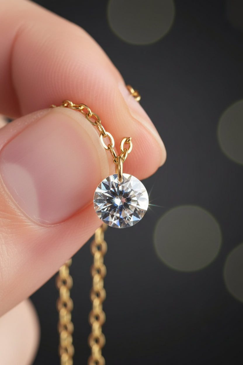 14K Floating Sparkle Necklace