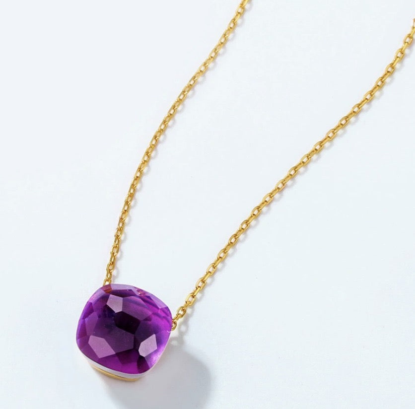 Priscilla Faceted Gemstone Stationary Necklace