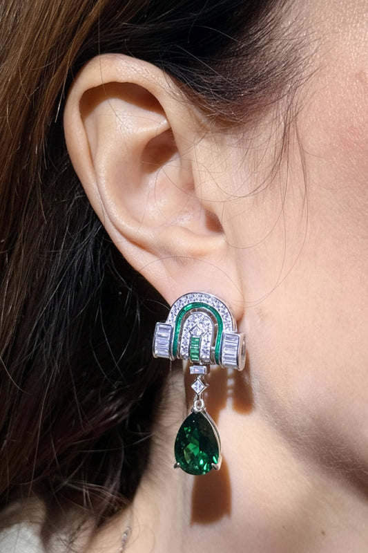 Art Deco Emerald Drop Earrings