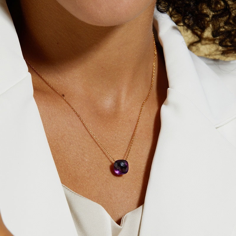 Priscilla Faceted Gemstone Stationary Necklace
