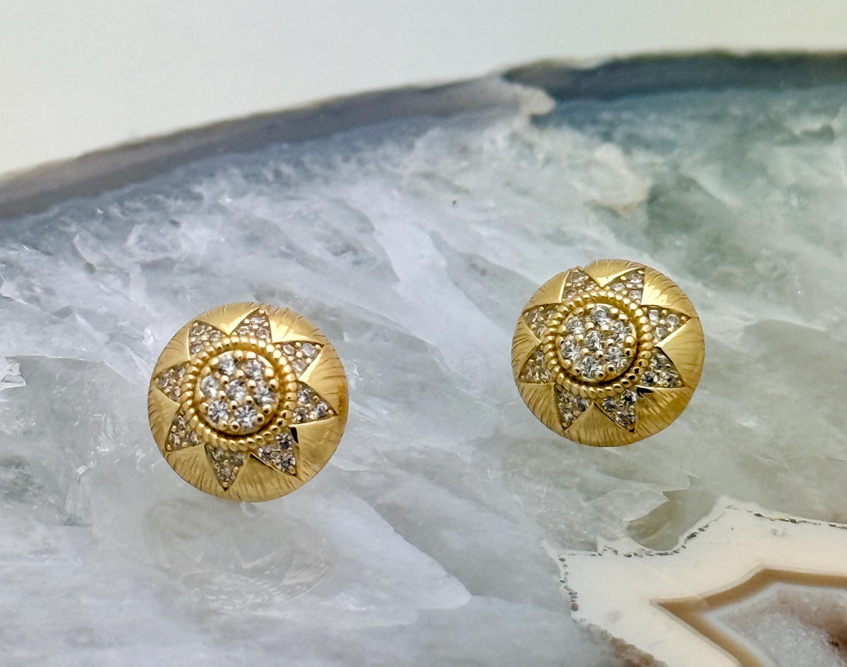 18k Hand-Brushed Italian Gold Earrings