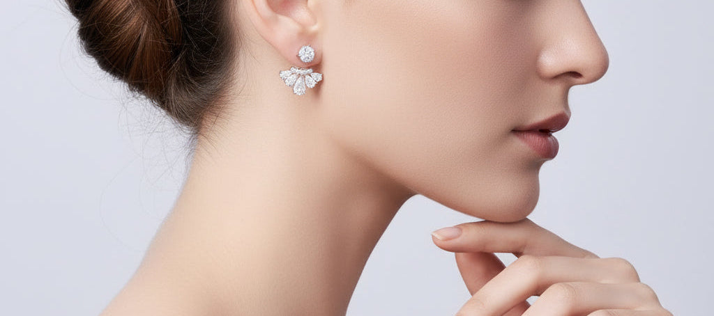 Moissanite Cluster Drop Earrings