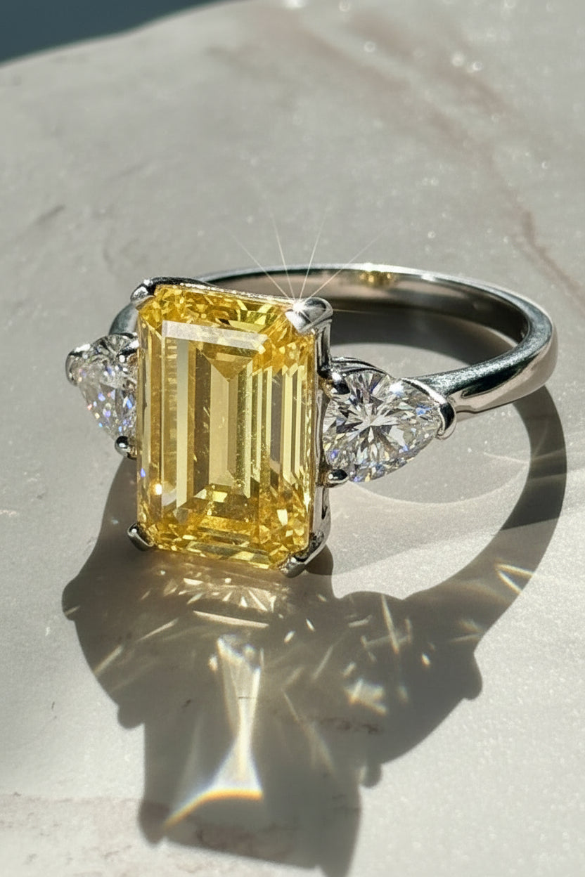 5 CT Emerald Cut Canary Ring
