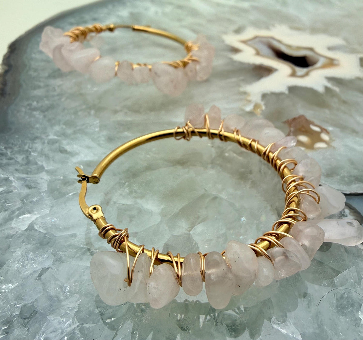 Natural Gemstone Hoop Earrings