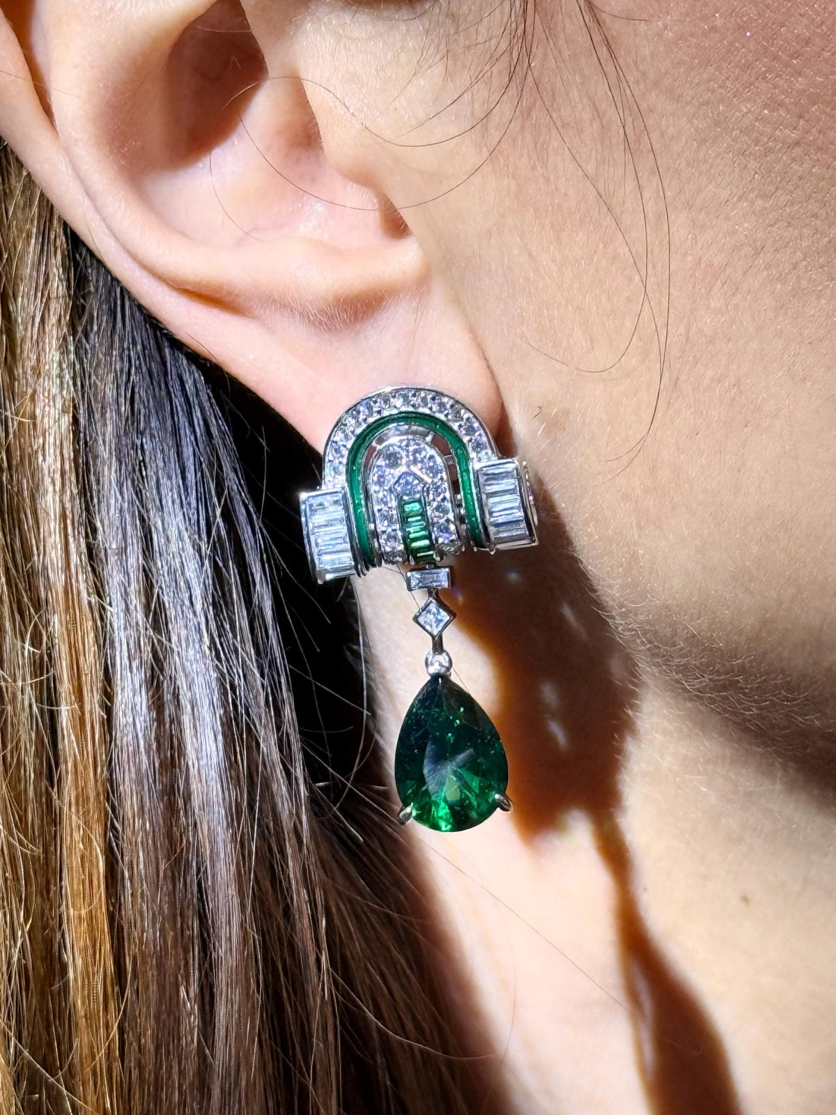 Art Deco Emerald Drop Earrings