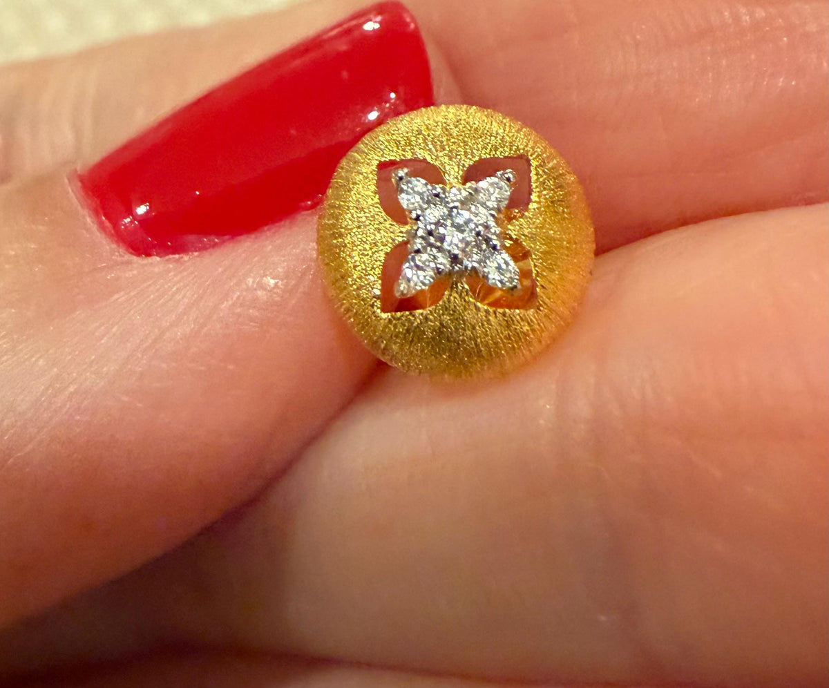 14k Hand-Brushed Gold Earring