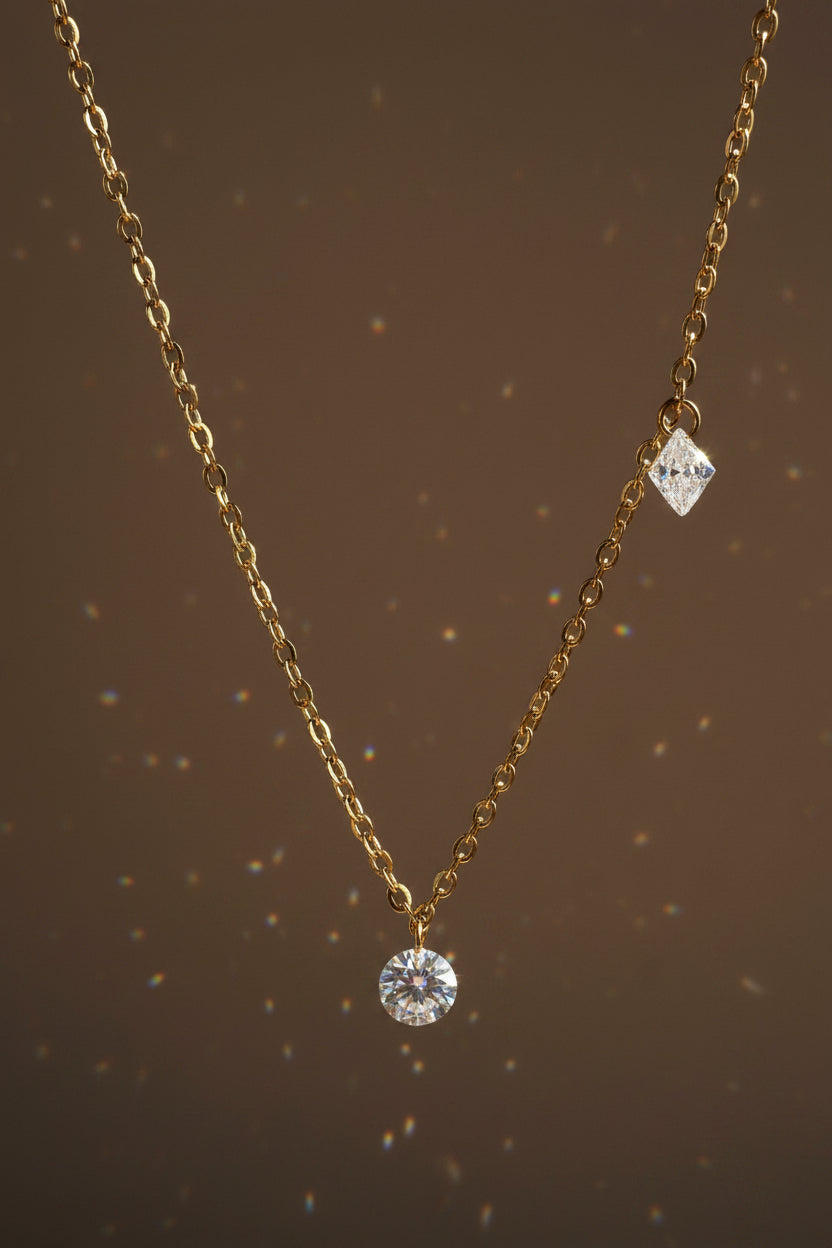 14K Floating Sparkle Necklace