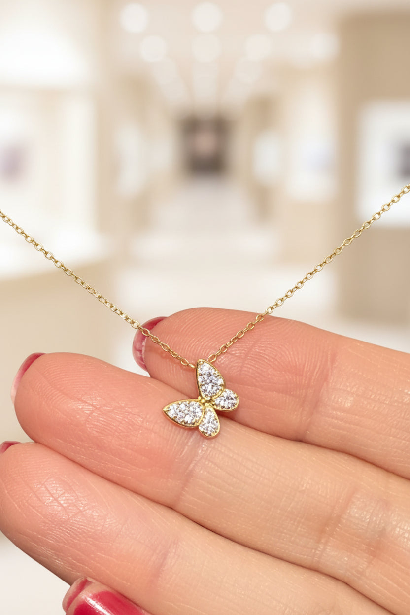 Diamond Flutter Butterfly Necklace