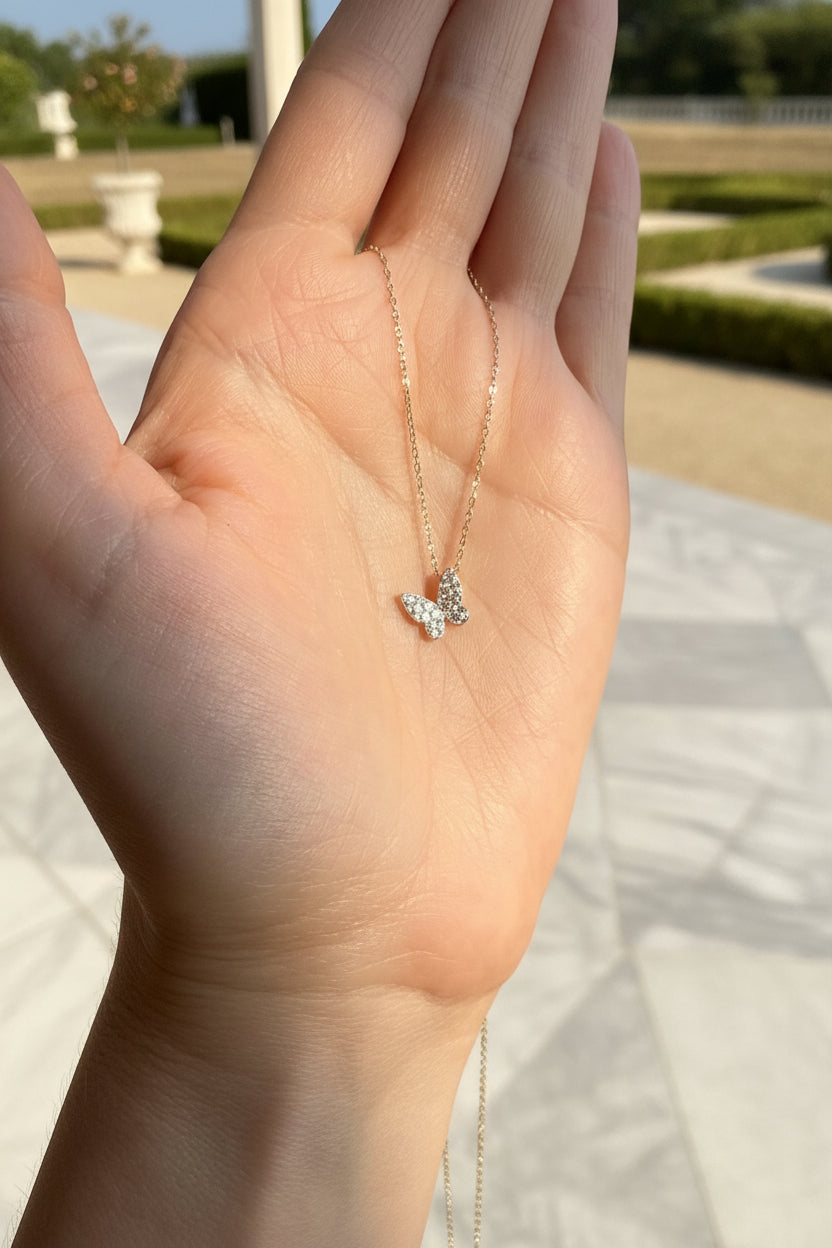 Diamond Flutter Butterfly Necklace