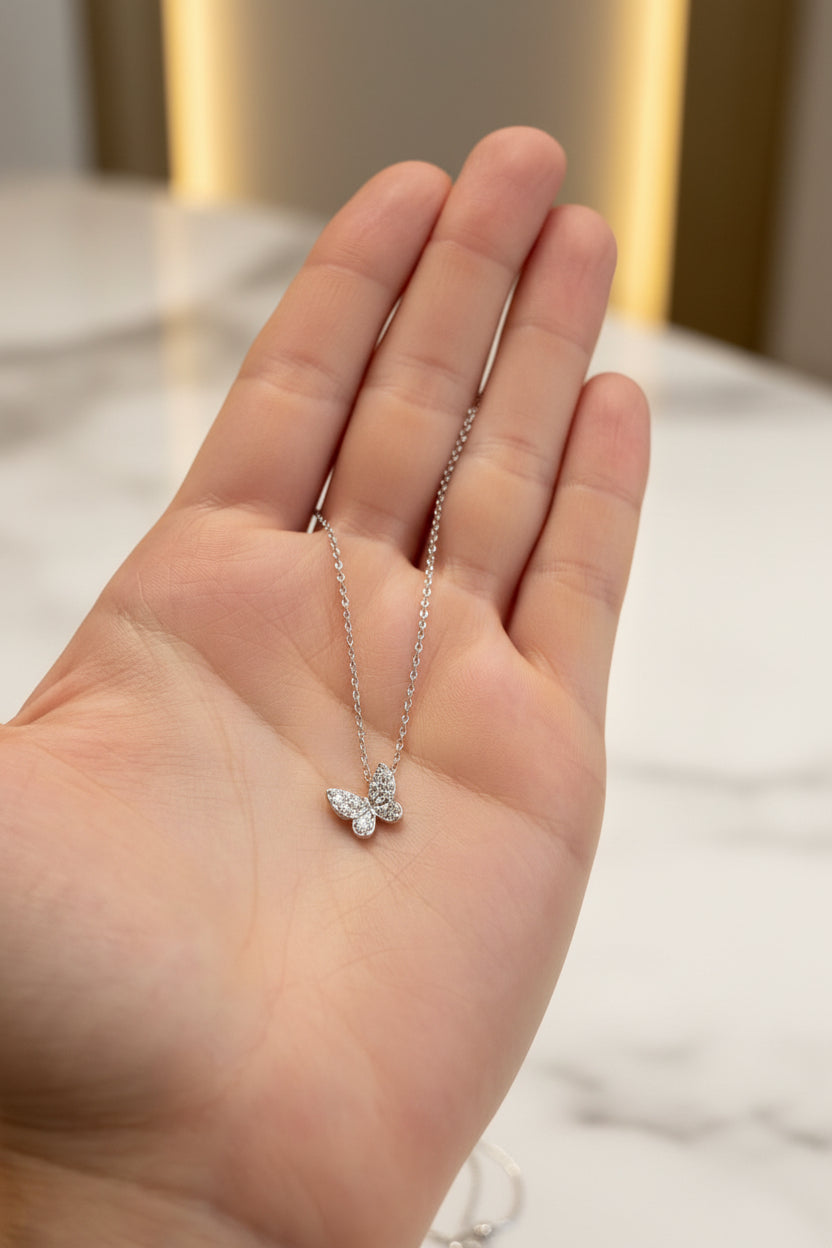 Diamond Flutter Butterfly Necklace