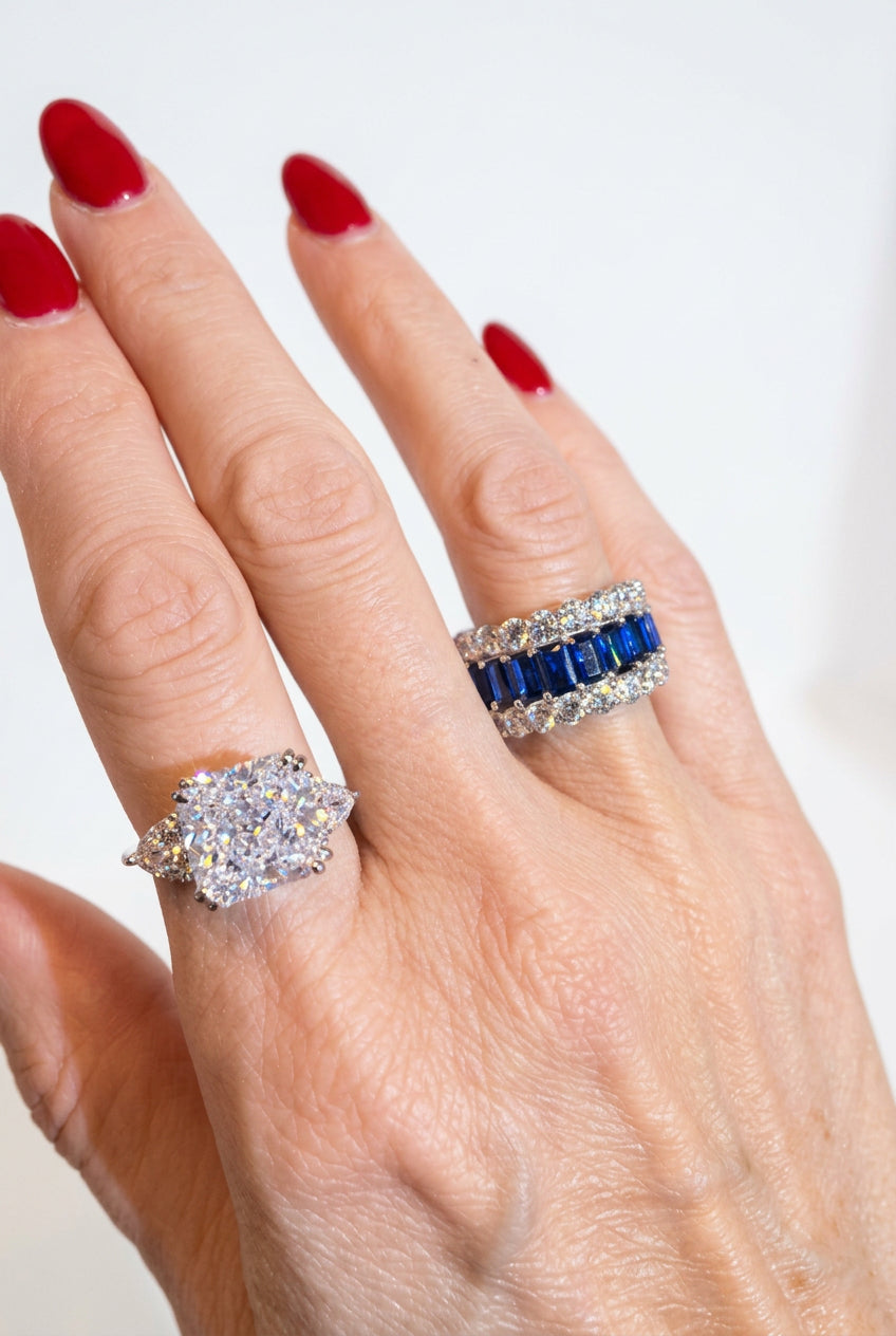 5 CT Square Simulated Diamond Ring