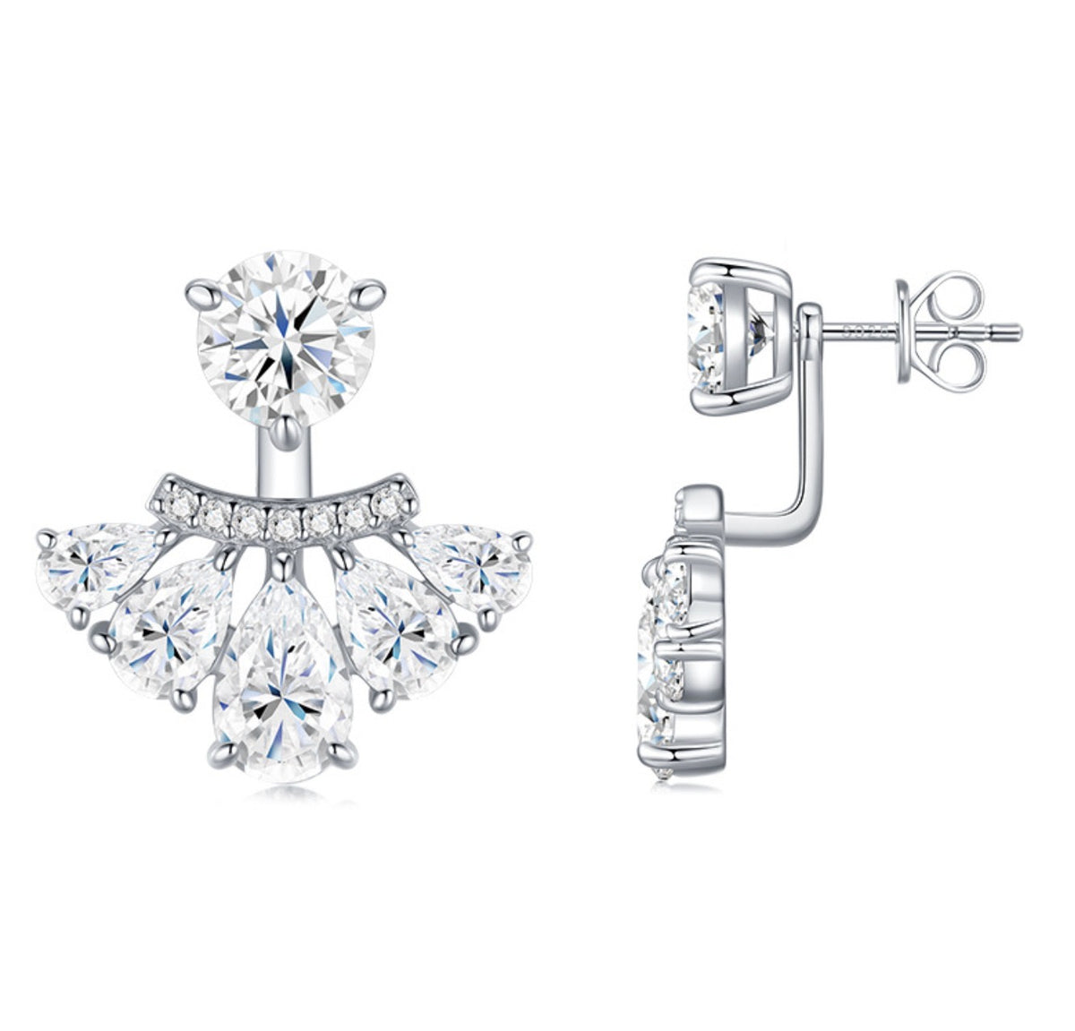 Moissanite Cluster Drop Earrings
