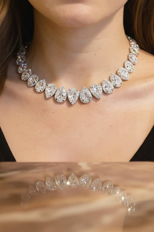 Sparkling pear shaped diamond necklace  - Ali & Eve Jewels
