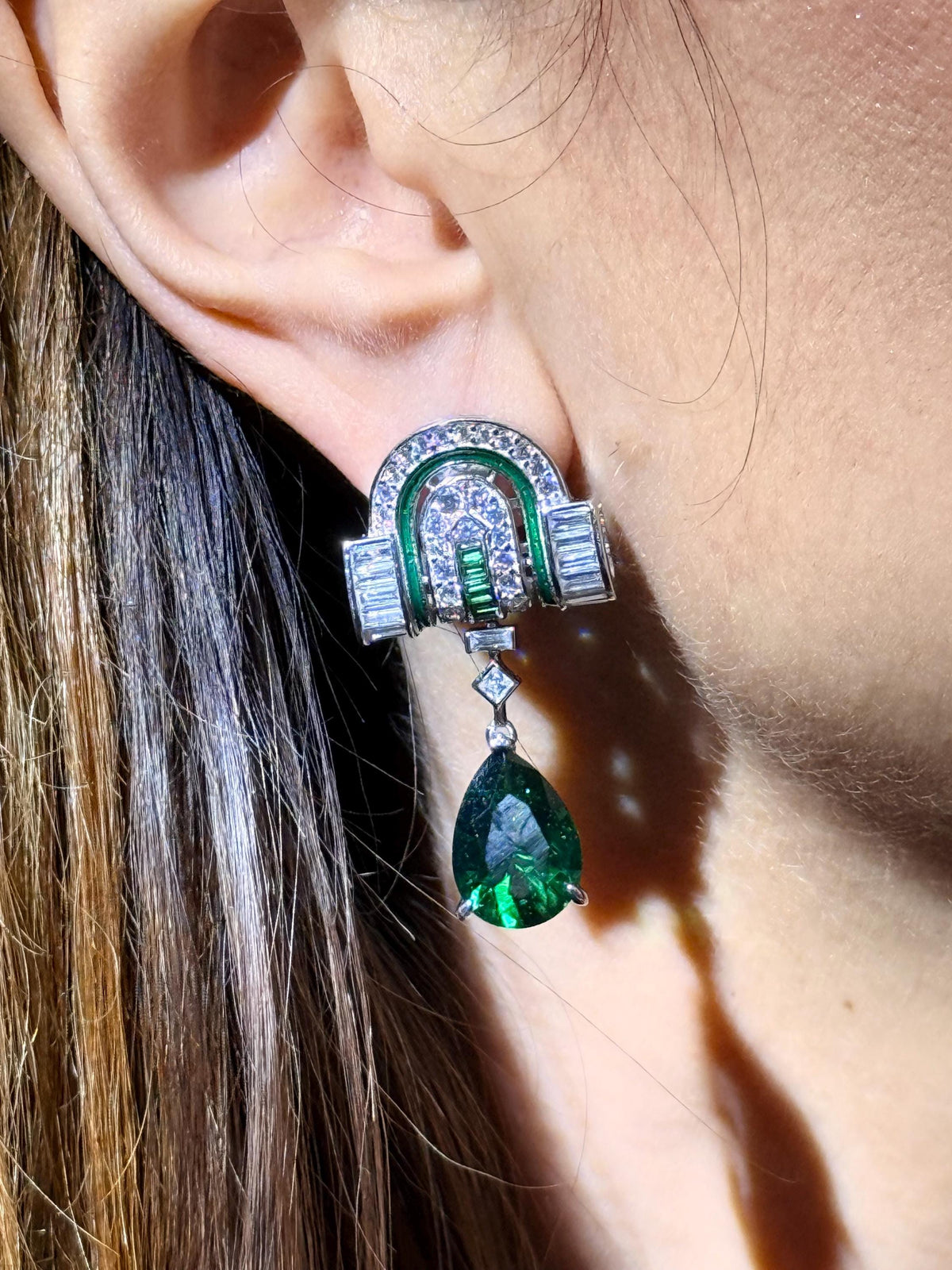 Art Deco Emerald Drop Earrings